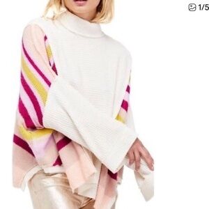 Free People WE THE FREE SUZI KNIT  Colorful Striped Women's Sweater MEDIUM